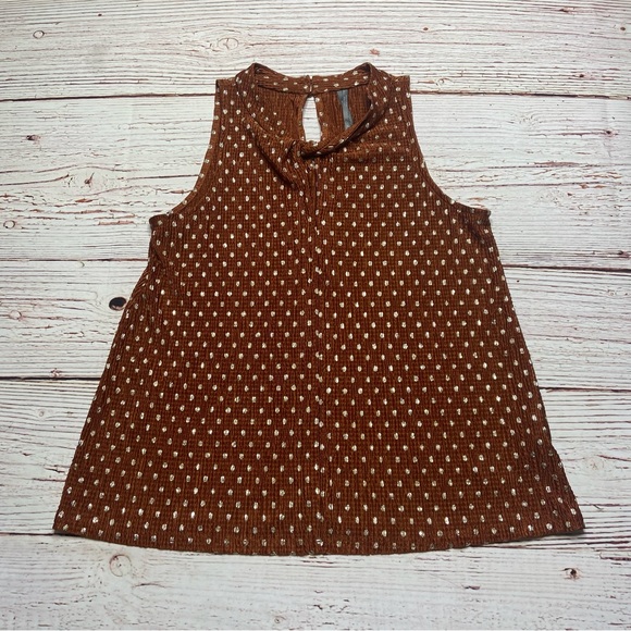 NWT Anthropologie Lennox Halter Top Copper and Gold Polka Dot Sz S - Picture 7 of 16